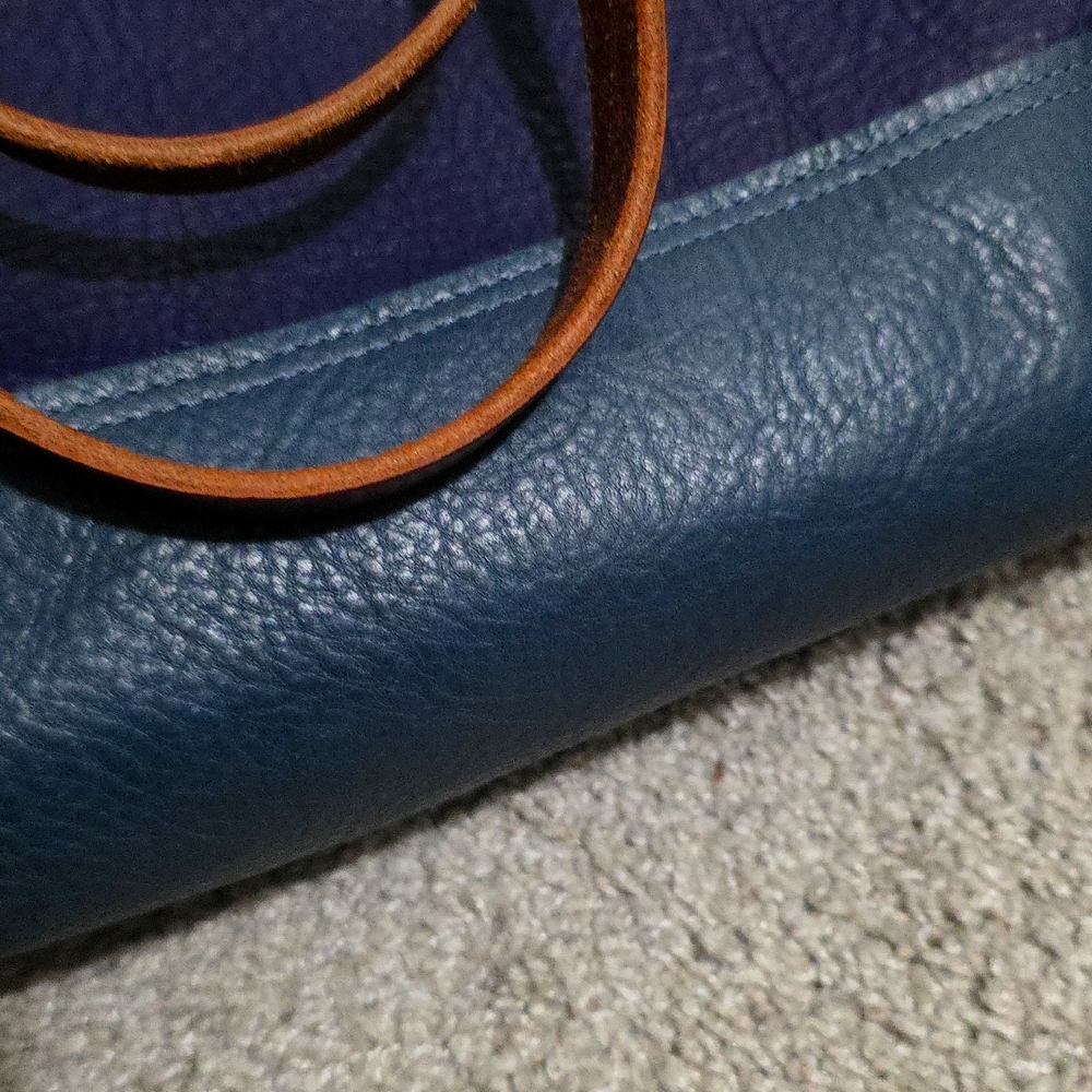 KMM & Co Colorblock Panel Tote Shoulder Bag Purple Violet Blue Cypress - Picture 4 of 11